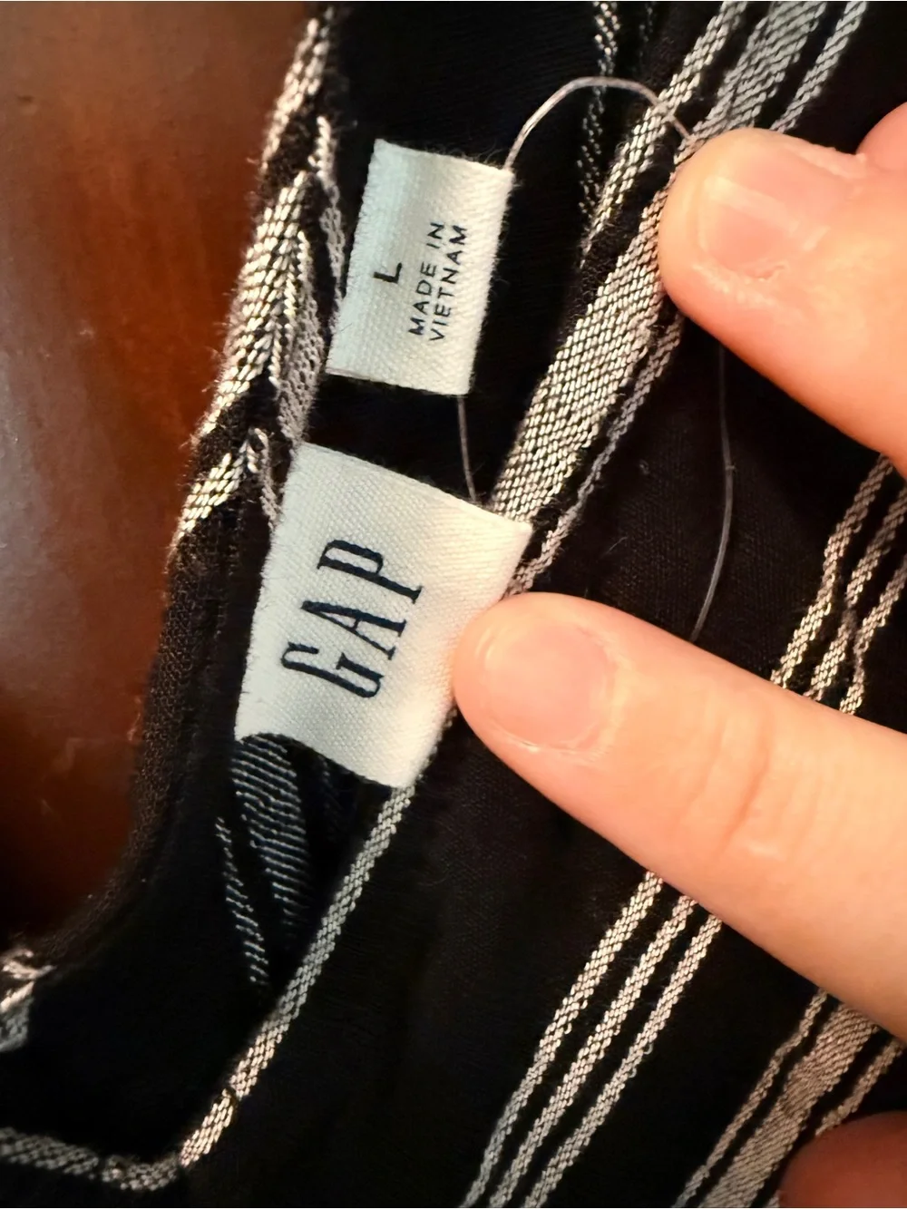 GAP Black and White Striped V-Neck Jumpsuit